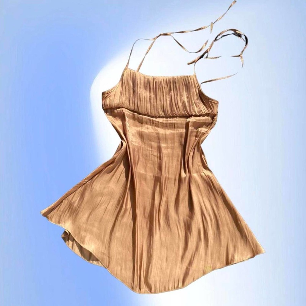 Bronze/ Gold Trapeze Slip Dress by Hazel